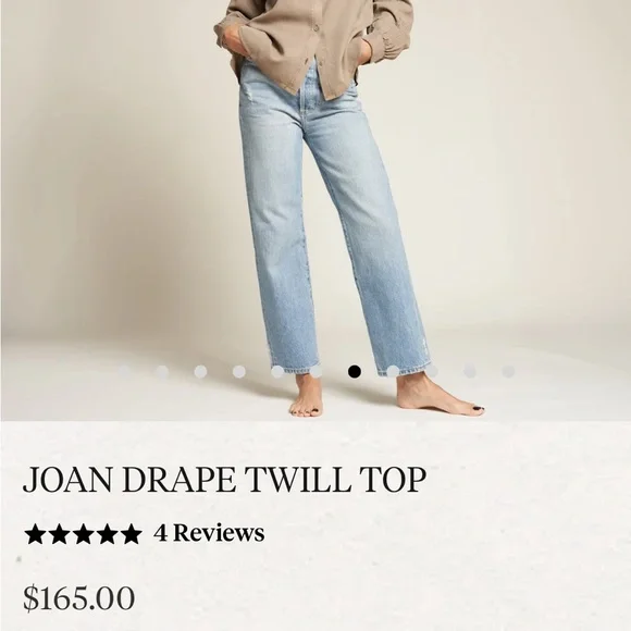 Rowan Joan Twill Top, Stone, size medium, NWOT - Picture 6 of 11